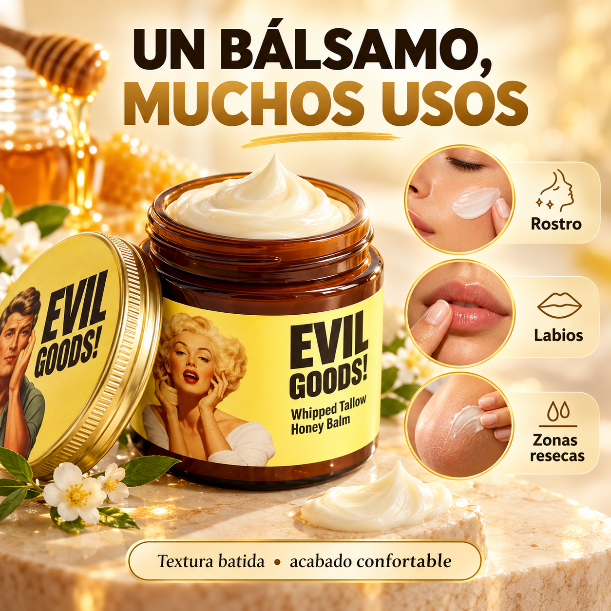 Sebo De Res Evil Goods 60 Ml Nutrición intensa para una piel más suave y confortable.